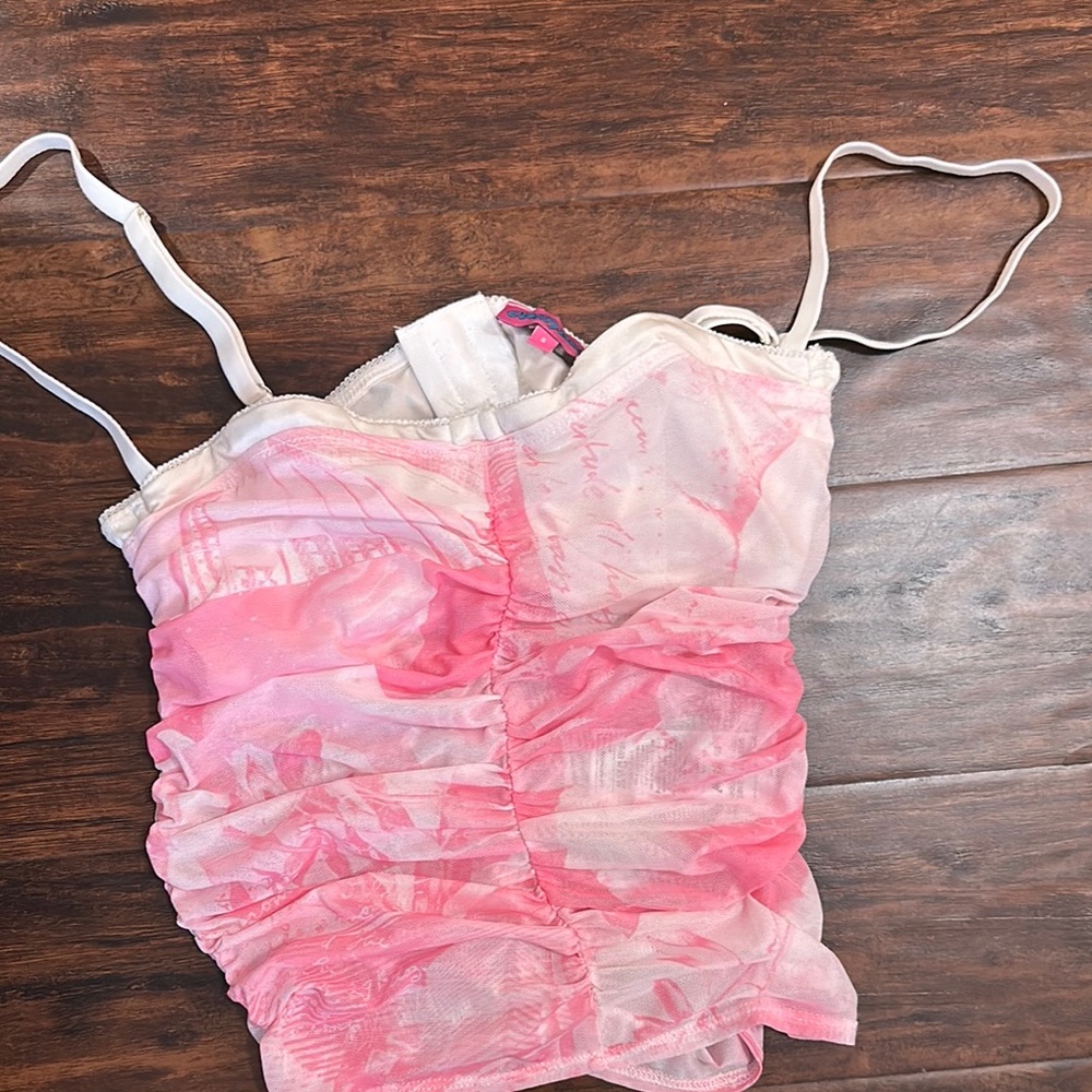 Edikted Pink and White Women's Intimate Top